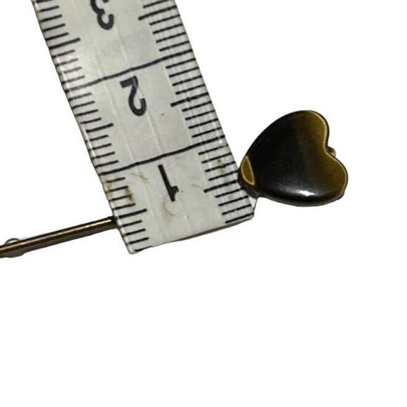 Vintage Tigers Eye Heart Hat Pin/Stick Pin - Natural Stone Lapel Pin - Picture 12 of 12